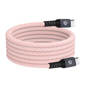 Câble magnétique USB-C - USB-C, couleur rose, spiralé