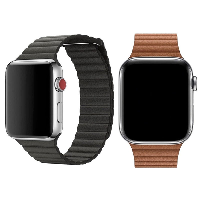 Bracelete em Pele Preta com Apple Watch