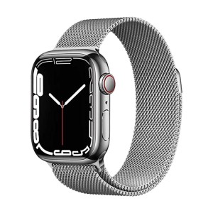 Bracelete Milanesa Prateada com Apple Watch