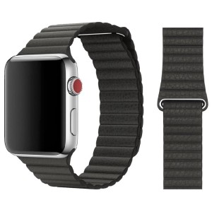 Bracelete em Pele Preta com Apple Watch