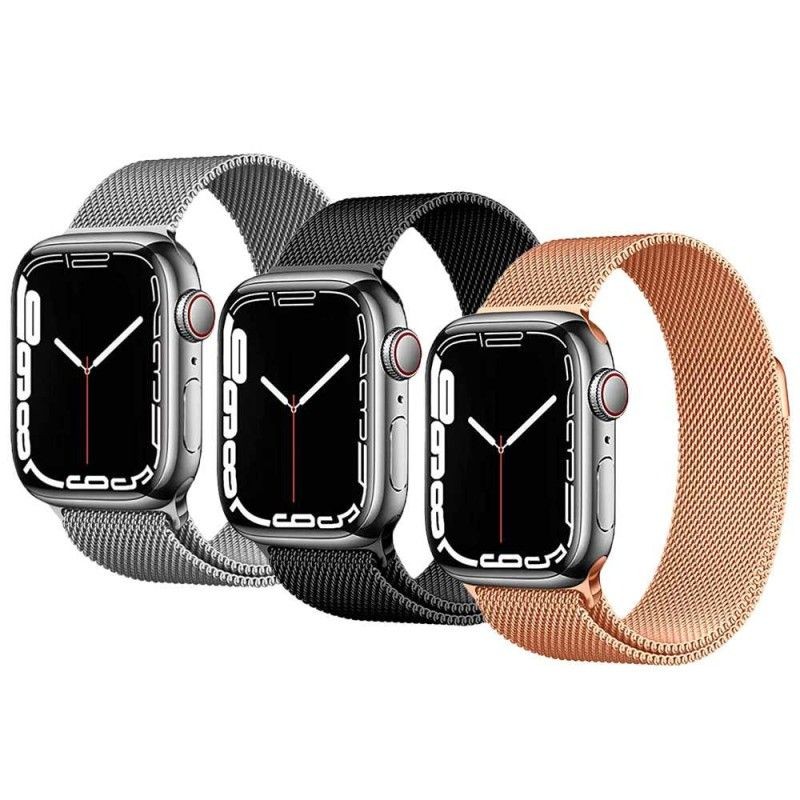 Bracelete Milanesa Prateada com Apple Watch