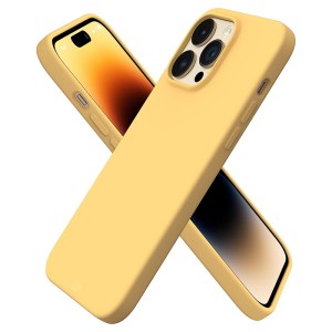 Capa de Silicone Amarelo para iPhone 14 Pro, 14 Pro Max, 15 Pro e 15 Pro Max